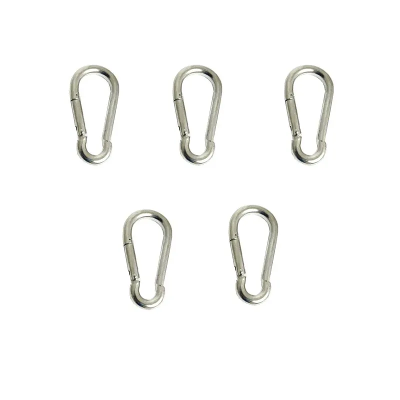 Commercial Grade Snap Hook Carabiners - Galvanised - 8MM X 80MM - 5 Piece