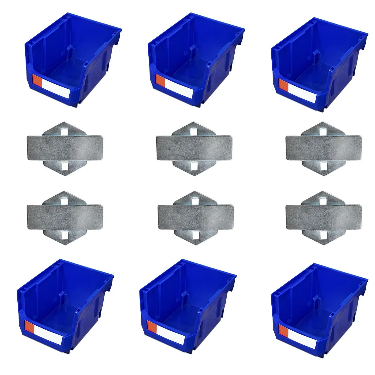 Pegboard Compatible Workshop Storage Bin Box 6 Pack - Blue