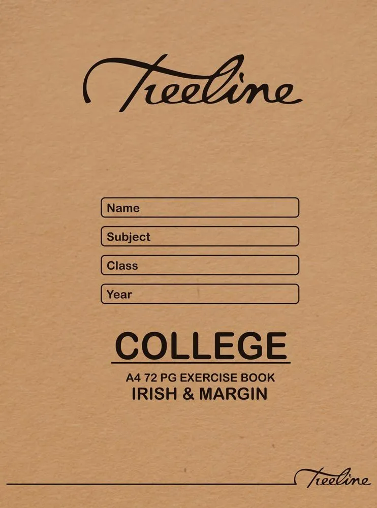 Treeline A4 72pg Exercise Books Irish & Margin - Pack 20