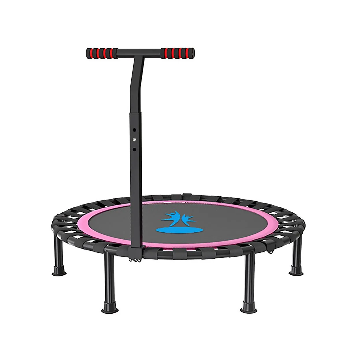 40" Foldable Fitness Trampoline with Adjustable Handrail - Pink, Black