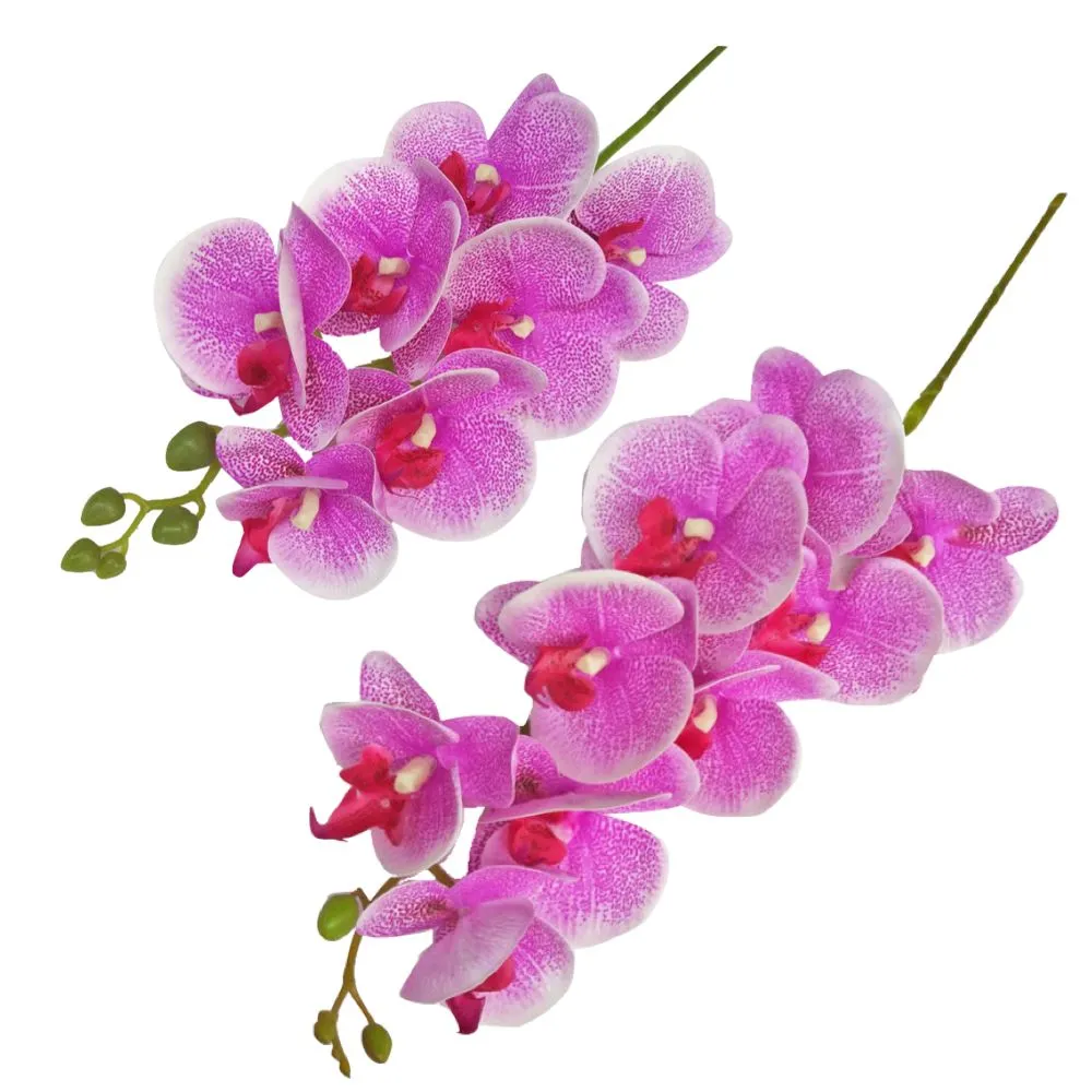 Garden Artificial Orchid Flower 9 Heads 2 Bundle - Purple, White