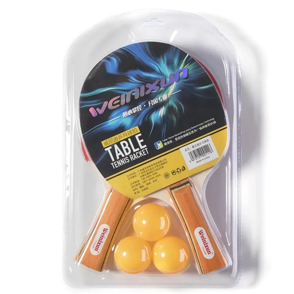 Wooden Handle Table Tennis Racket and Balls