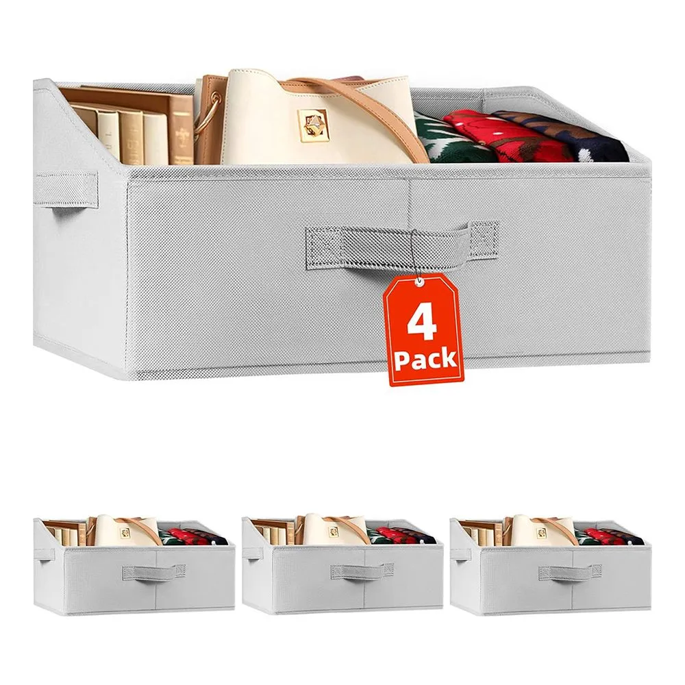 Redisson Trapezoid Closet Storage Bins for Shelf, Extra Large, Light Gray - 4-Pack