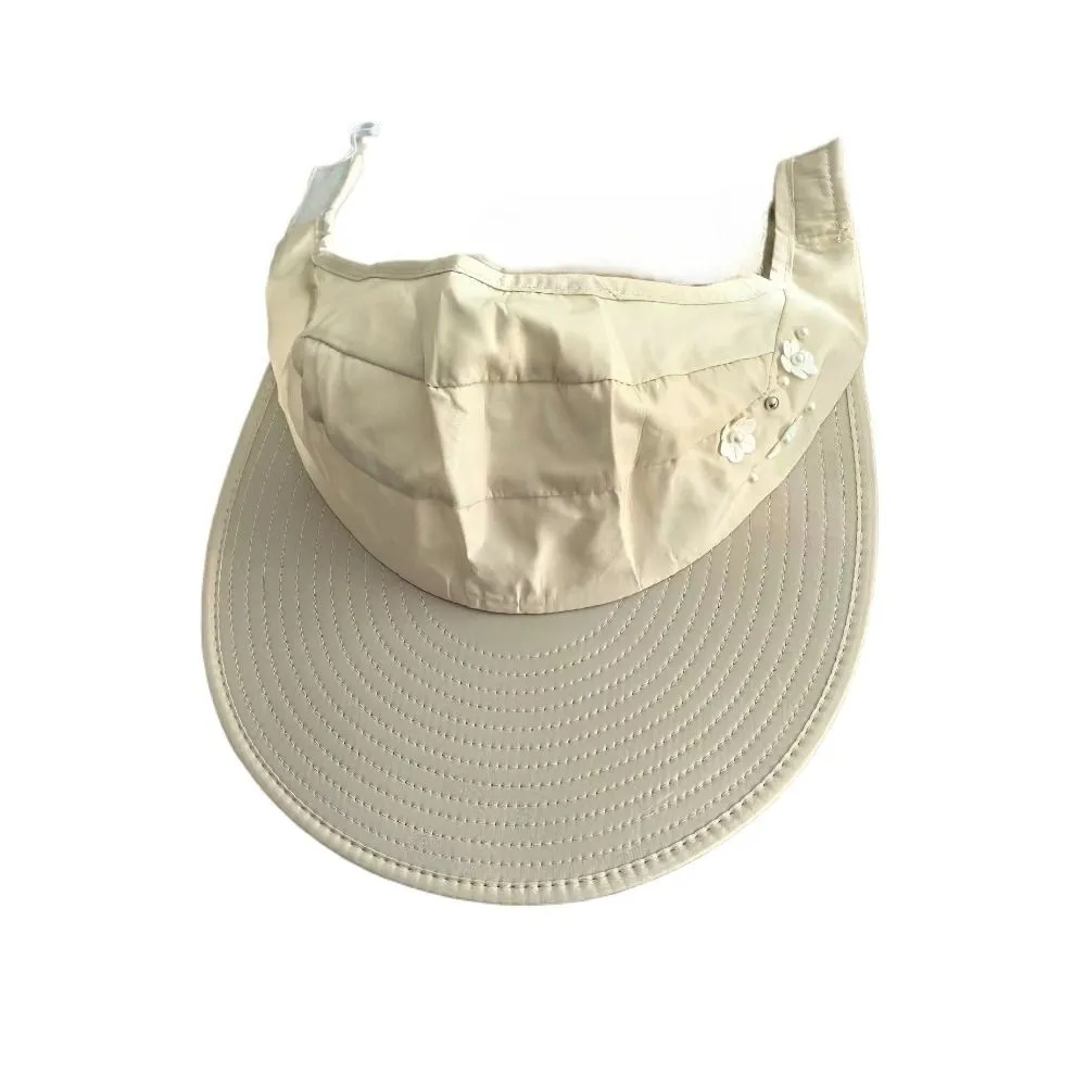 Ladies' Wide-Brimmed Sun Hat, UV-Resistant and Foldable Sun Visor - Beige