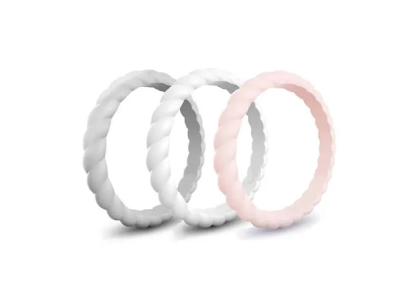 Killer Deals Women's Braided Wedding Exercise Silicone Ring Set x3 - RSA-J