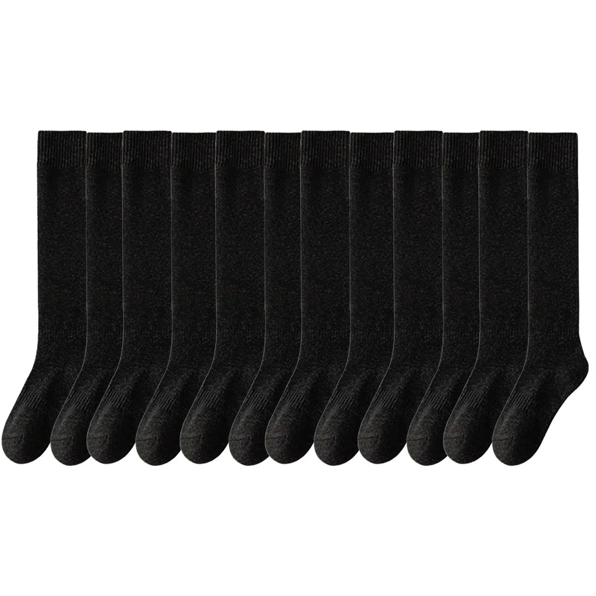 Women Thermal Winter Long Socks - Pack of 6 - Black