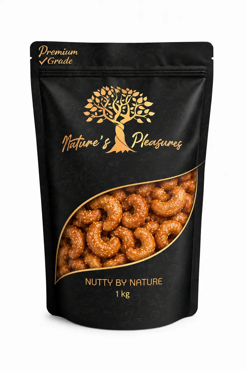 Cashew Nuts Caramel & Sesame Coated 1KG - Crunchy Caramel Cashews