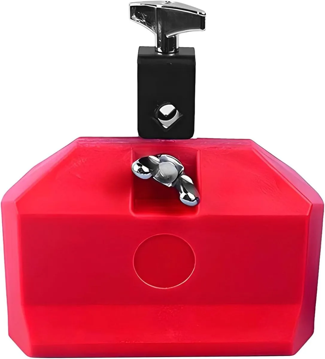 Red Plastic Cowbell Drum Set Accessory, Percussion Tool with Adjustable