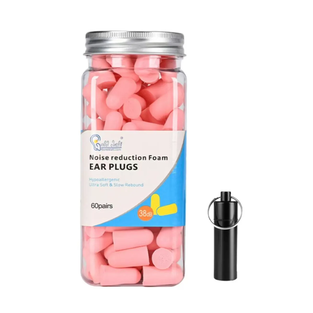 120 Pieces PU Foam Earplugs - 38dB Noise Reduction Rating, Pink