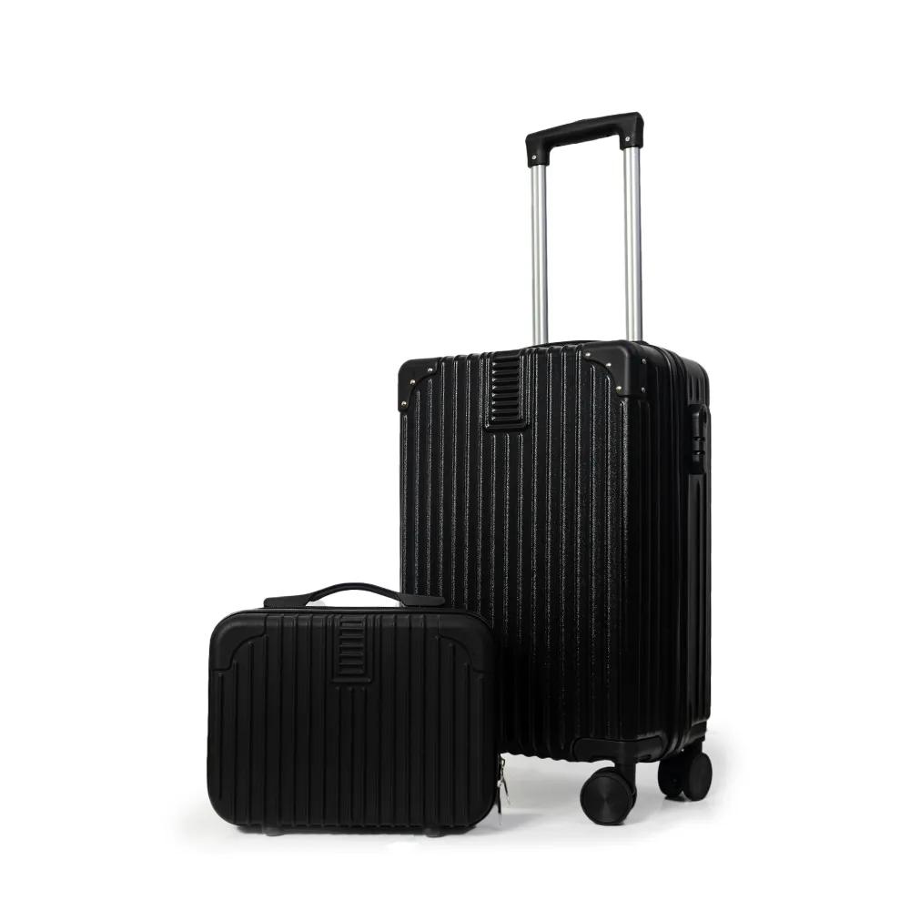 Dubai Hard Shell Carry-On Suitcase with Cosmetic Case - Jet Black