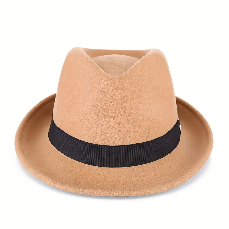 Men's & Women's British Style Classic Fedora Hat - khaki