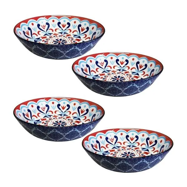 Villa Alegre Ethnic Serving Dish 4 Piece - 20cm - Abstract Blue