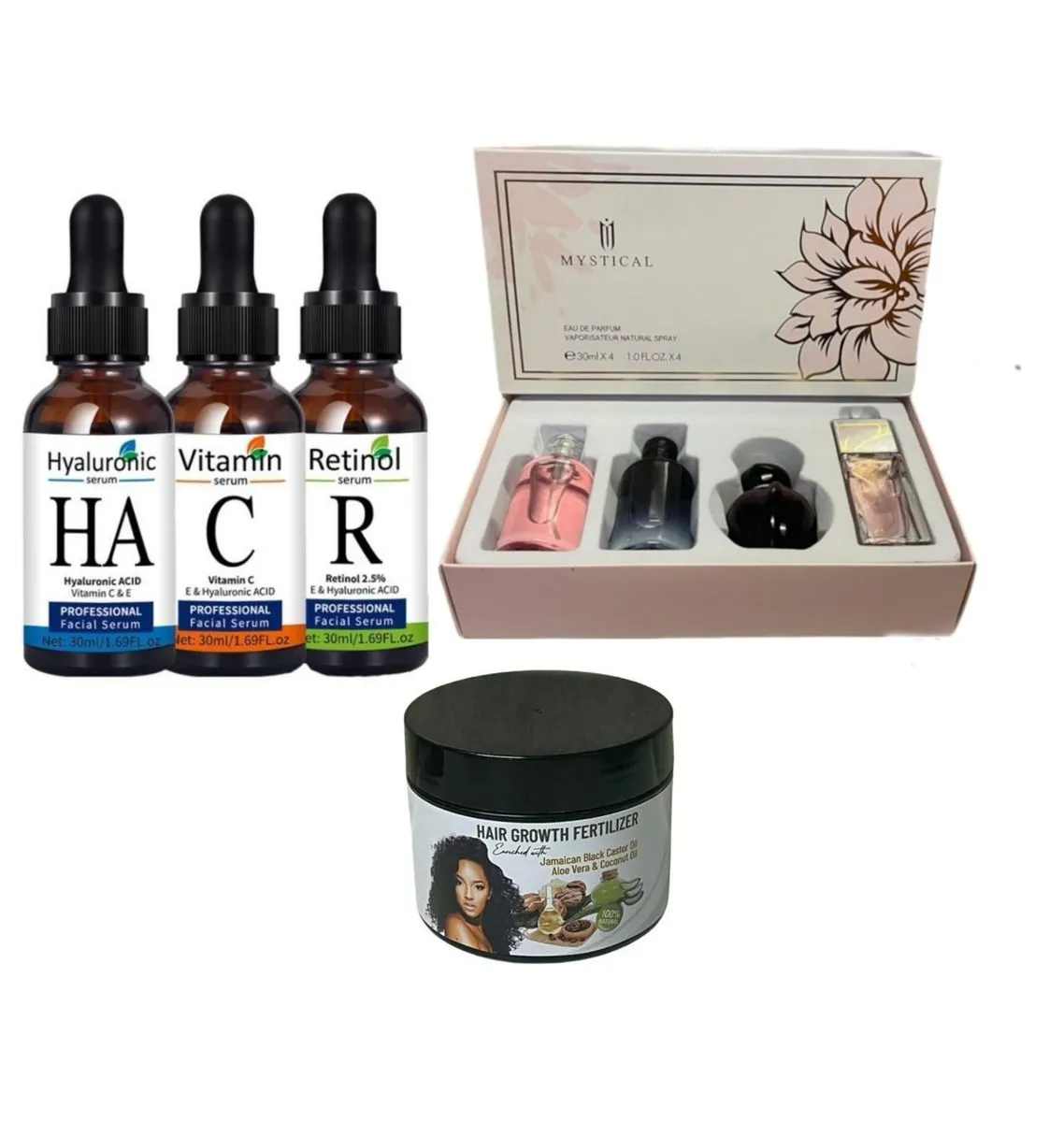 3 Pieces Facial Skincare Set, Mystical Perfume Set with Fertilizer