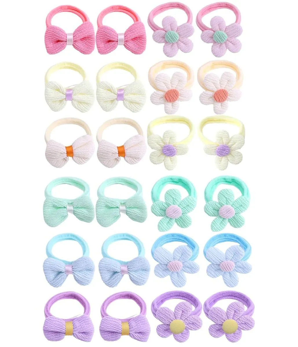Toddler Hair Ties, Baby Hair Tie Cute Flower Elastic Scrunchies - 24 Piece