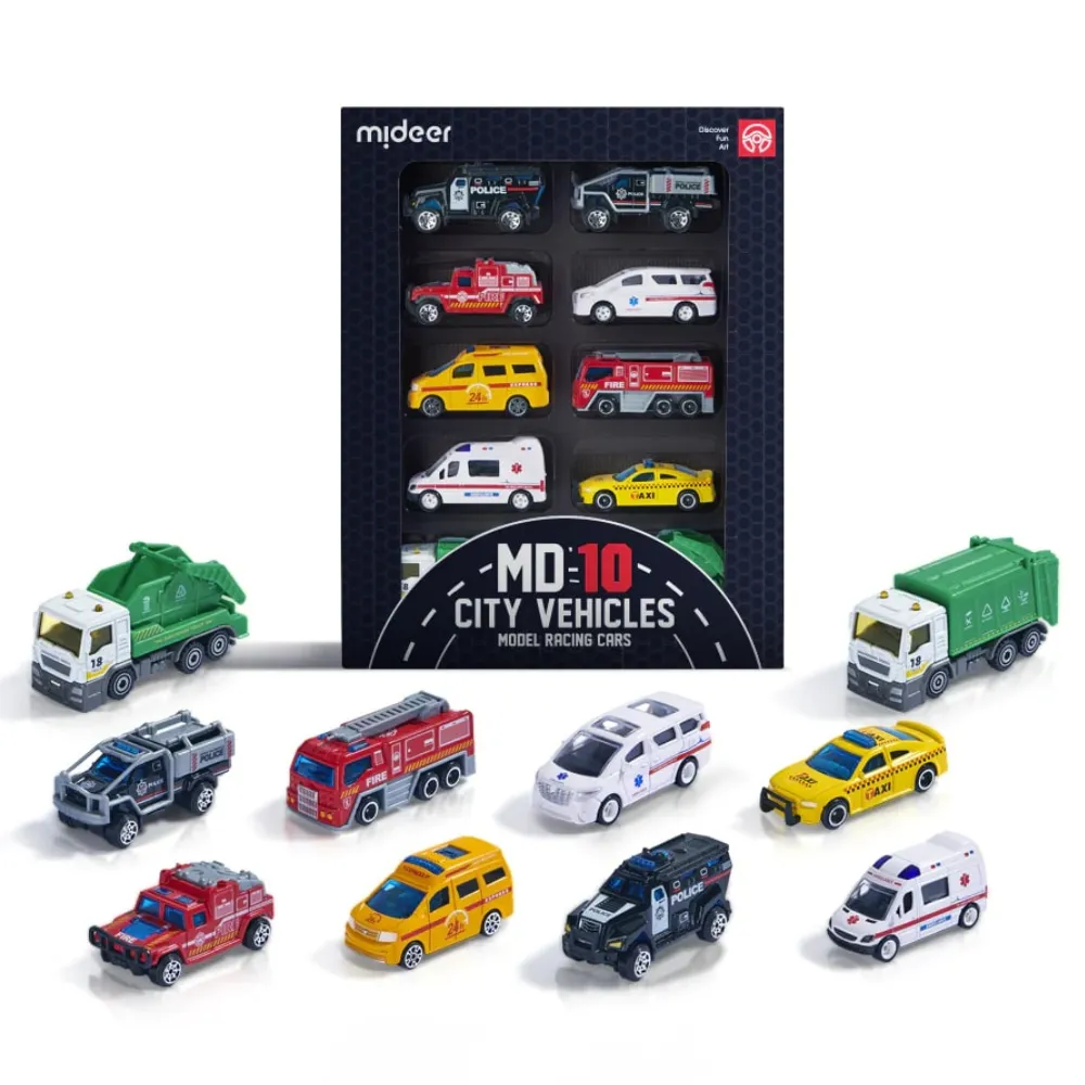 Mideer - Alloy Racing Cars - City Vehicles Toy Cars for Kids 10pcs