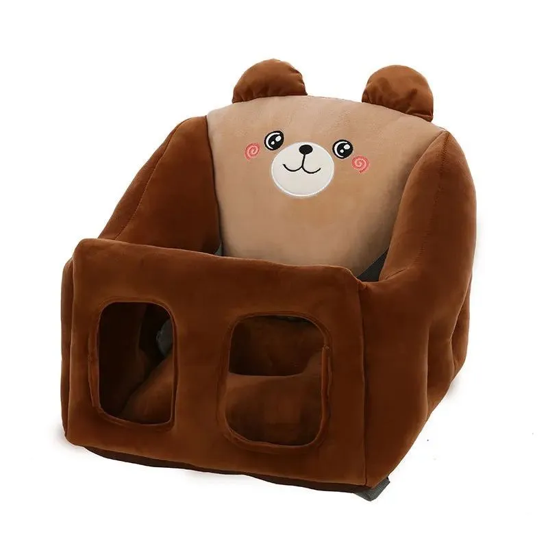 Baby Sofa Support Chair, Soft Plush Cartoon Animals Baby Sitting Chair - Brown