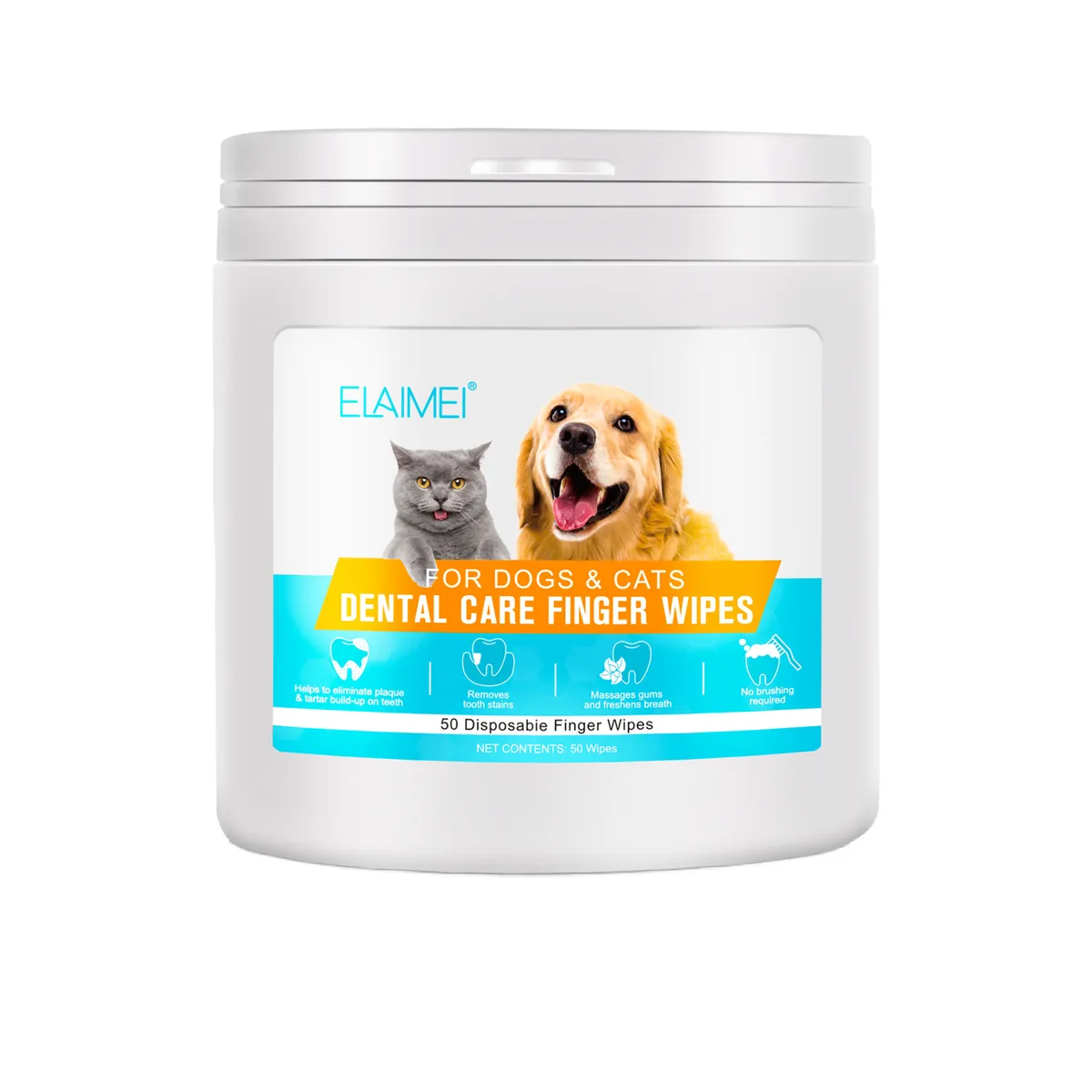 Pet Dental Care Finger Wipes-Oral Cleansing Teeth Wipes for Dogs and Cats