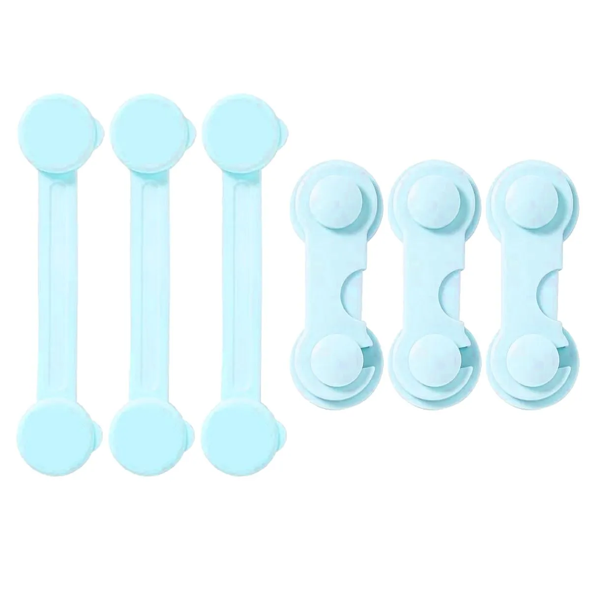 3 Long Strap Lock & 3 Cabinet Door Strap Lock Cupboard Safety Lock for Baby - Blue