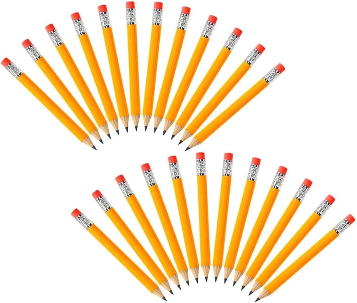 Short Sharpened Wood Golf Pencils with Eraser Portable Writing Drawing