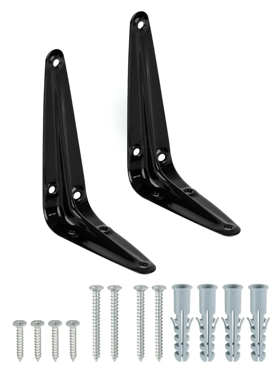 Retoolery Heavy-Duty L-Shape Shelf Brackets - 15cm x 12.5cm - Set of 2 - Black
