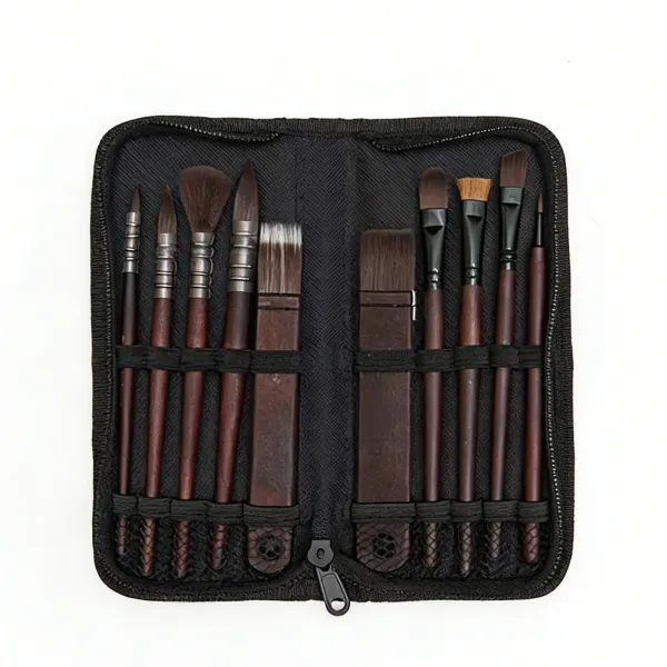 Vintage Birch Wood Watercolour Brush 
Set - 10-Piece Artist Paint Brush Kit