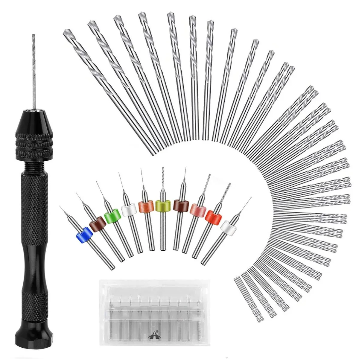 ALANES Hand Drill Set With Pin Vise Micro Twist Drills - 59 Pieces