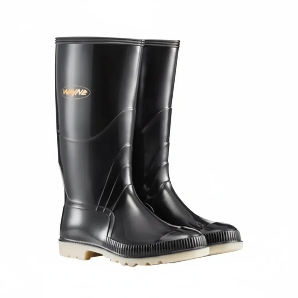 Wayne Gumboots Men's Knee-High Rubber Boots, Black/Ivory, Size 7