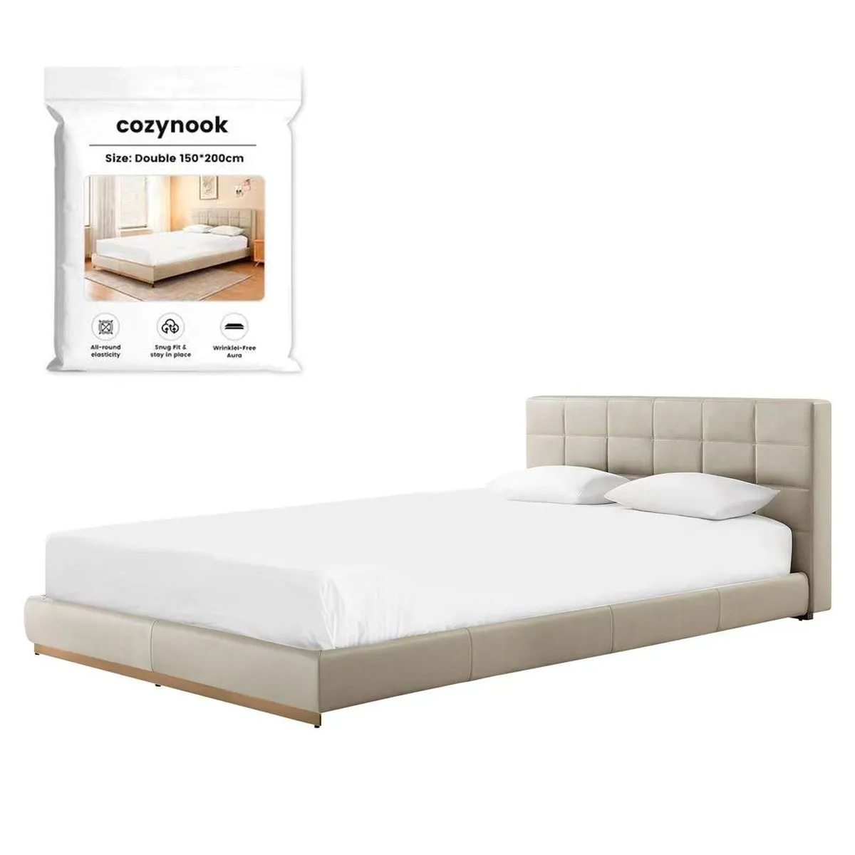 COZYNOOK - Waterproof Mattress Protector Multi-Size, Noiseless Fitted Cover - Double