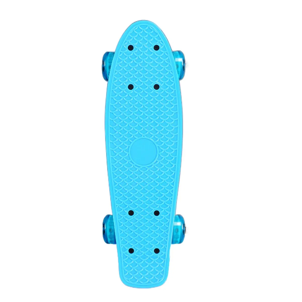 Mini Fish Plastic Board Banana Glowing Wheels Skateboard - 17 Inch - Blue