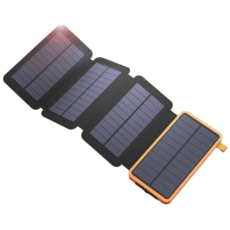 Foldable Solar Bank Large Capacity Waterproof Outdoor Lighting - Black
