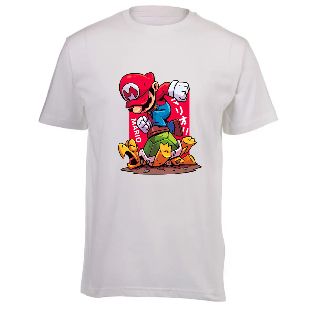 Kids White Short Sleeve T-Shirt - Super Mario Stomp