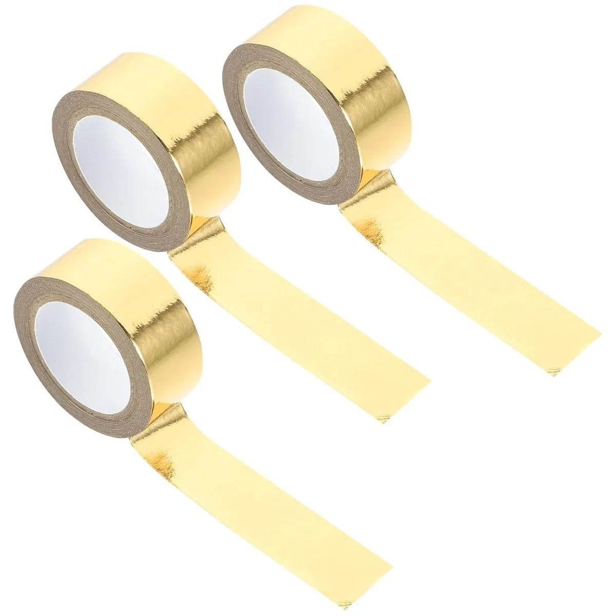 3 Rolls Single Color Gold Foil Washi Tape for Scrapbooking and DIY Crafts