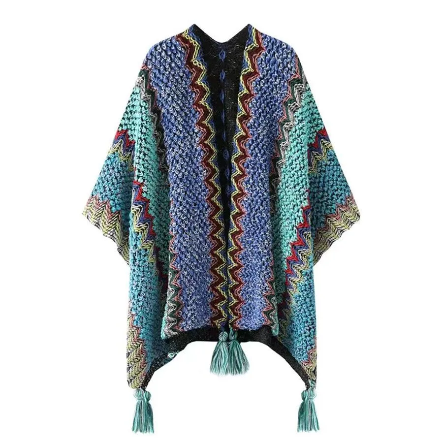 Fashion personality shawl mid-length tassel knitted women's scarf