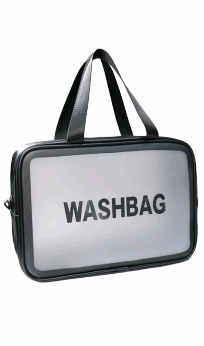 Frosted Large Capacity Waterproof Toiletry Bag with Handle - Black