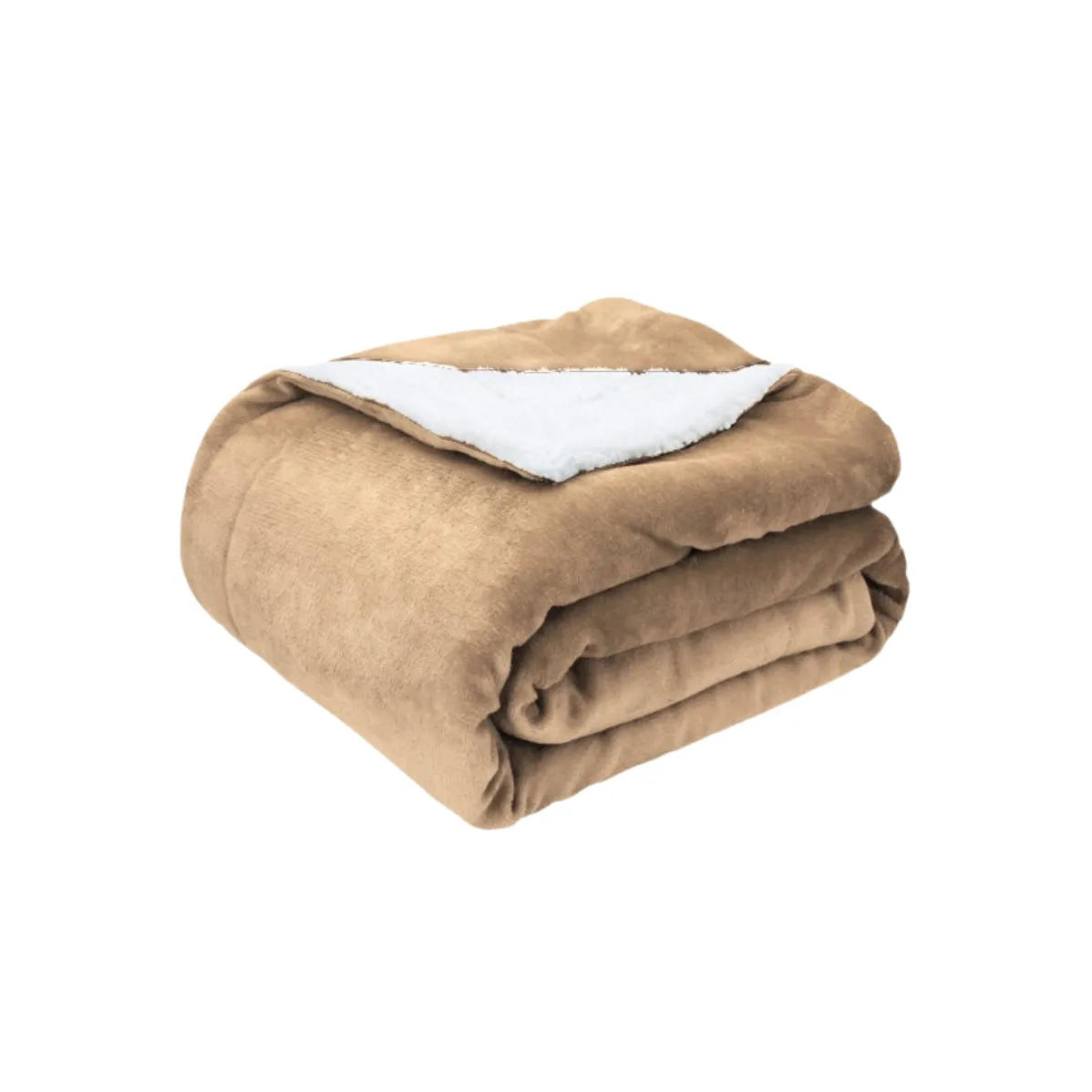 Ultra Soft Sherpa Blanket - 180 x 200cm - Camel
