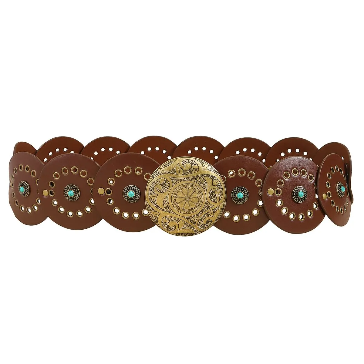 Western PU Leather Belts - Concho, Wide Boho Country for Women's Dresses
