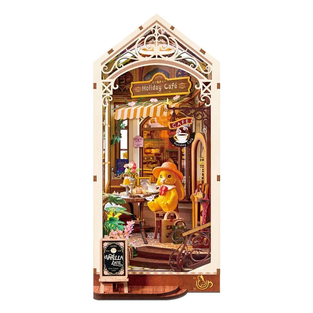 Robotime Rolife Holiday Cafe DIY Book Nook Kit (171 Pieces)