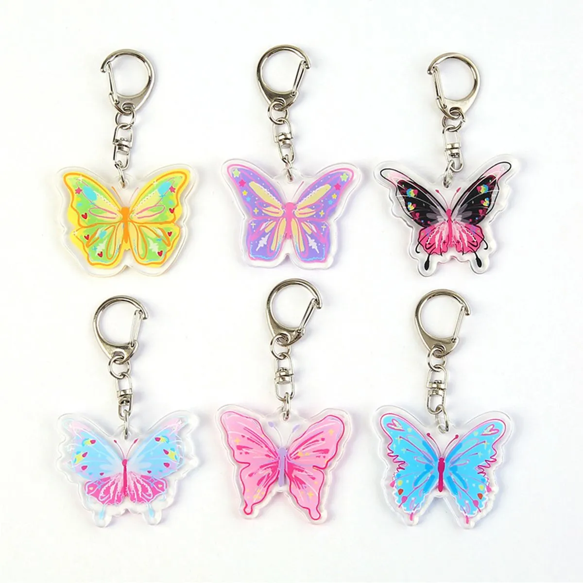 6 piece Colorful Butterfly Keychain Accessories Suitable For Wallets