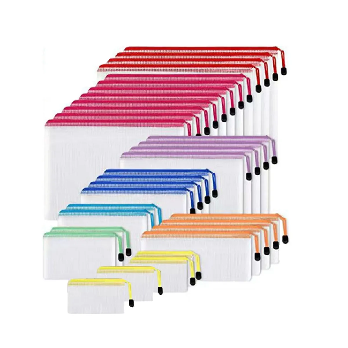 32Pcs Mesh Zipper Pouch Bags, for Organization, 8 Sizes Mesh Bags with Zipp