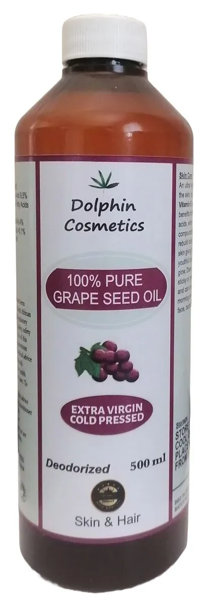 Dolphin Cosmetics 100% Grape Seed Oil, Refined Extra Virgin Cold Pressed