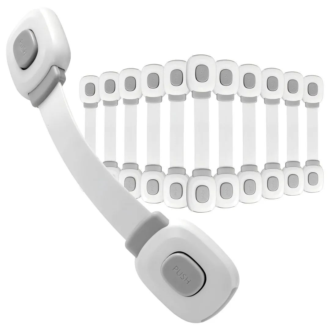 12 Multifunctional Baby Anti Pinch Drawer Safety Locks - White