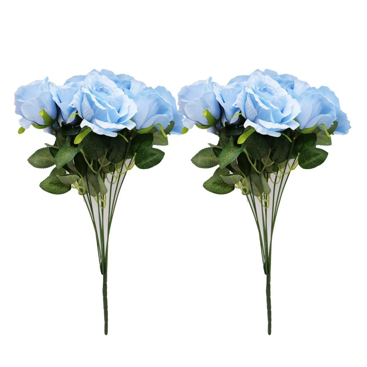 Artificial Roses Flowers with 10 Heads for Flower Arrangement - Blue