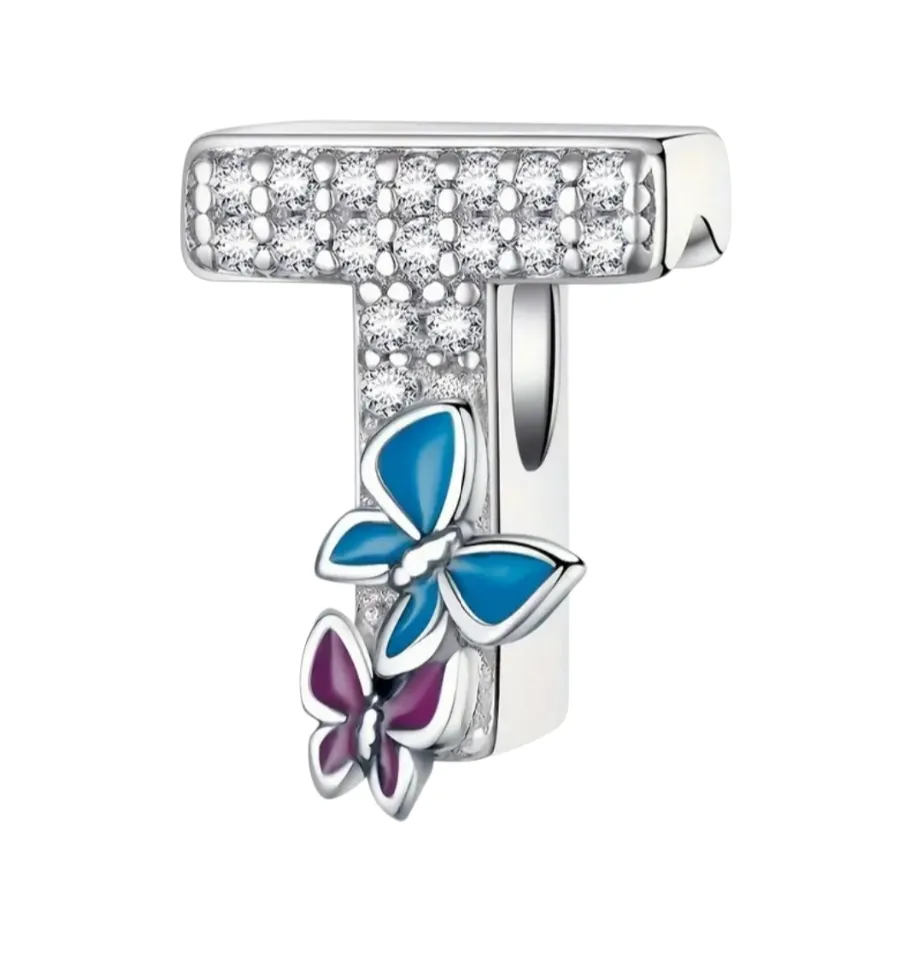 S925 Sterling Silver A-Z Alphabet Charm /Pendant for Jewelry - Letter T