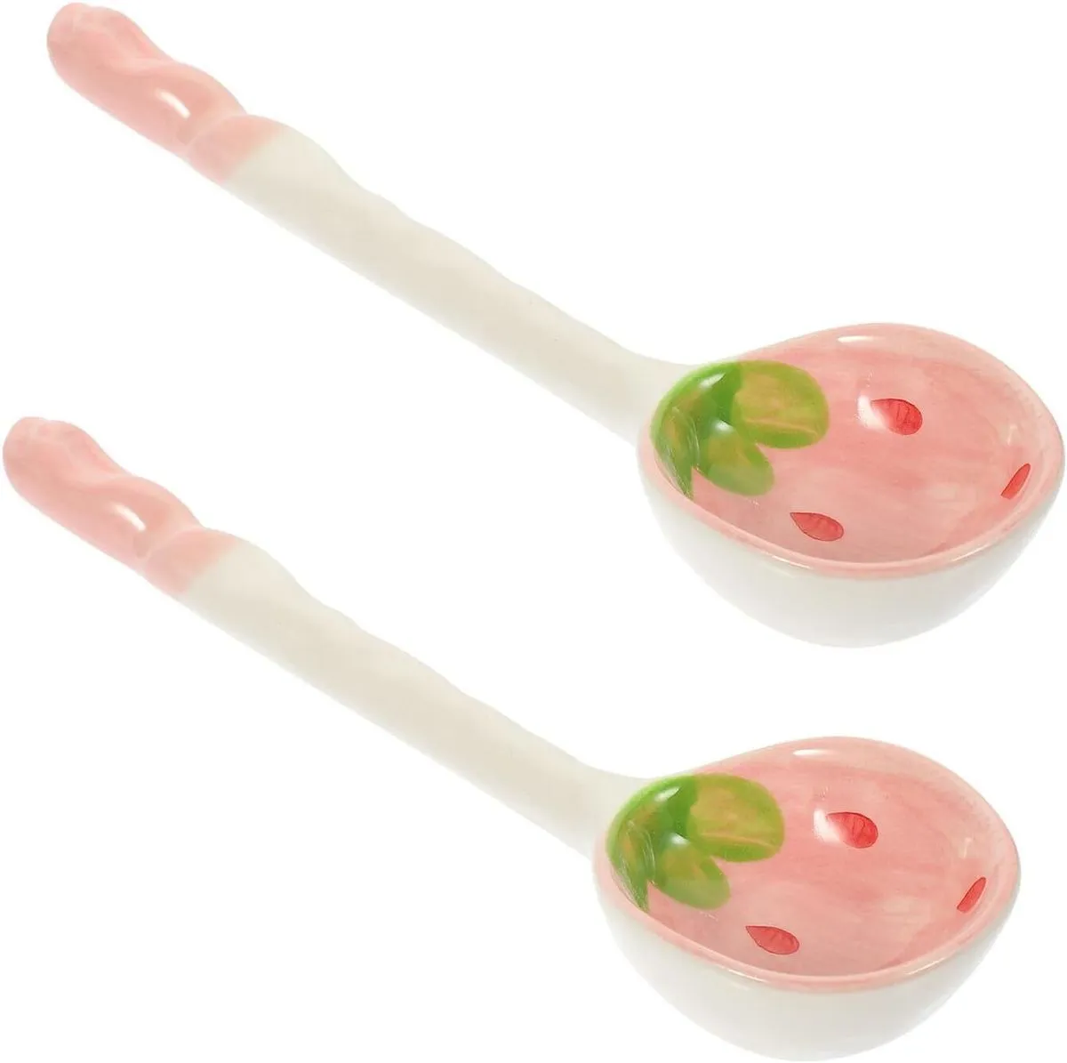 Ceramic Strawberry Pattern Soup Spoons Home Dining Fruit Serving