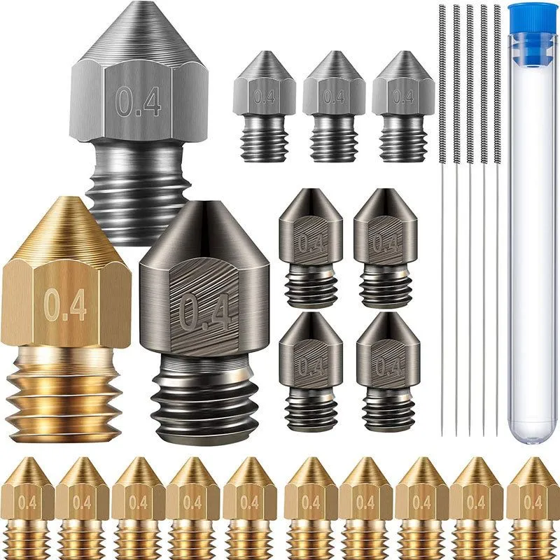 22PCS 0.4mm MK8 Nozzles 3D Printer Extruder Nozzle Hardened Steel For ENder