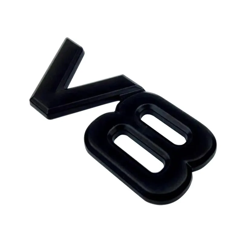 Michris V8 Metal Car Sticker - Black