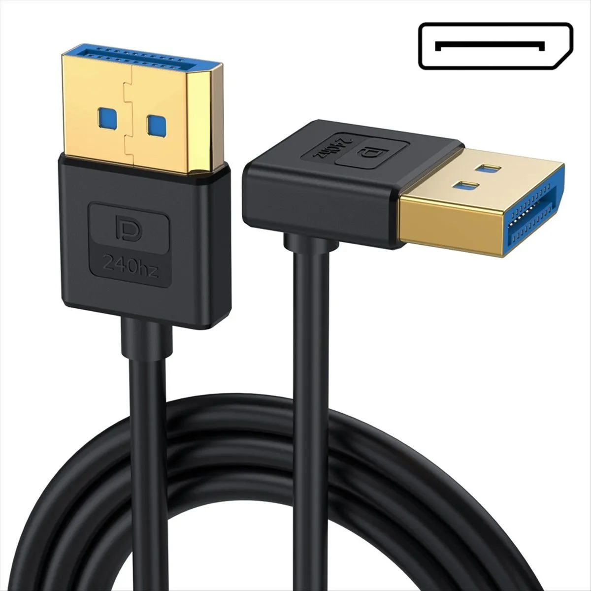 8K60Hz 4K144Hz Video Audio Cord for Laptop Pc Monitor Downward Bend