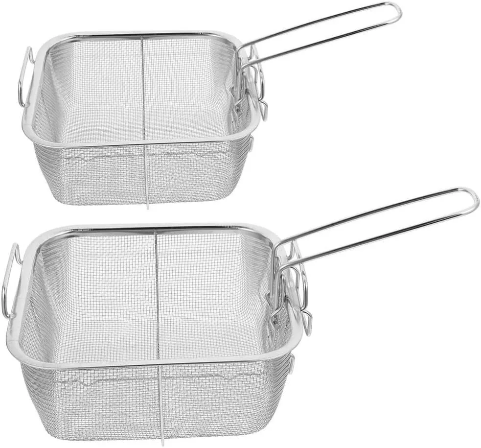 2 Pieces Fry Basket Frying Mesh Containers for Chicken Snacks Fries Design