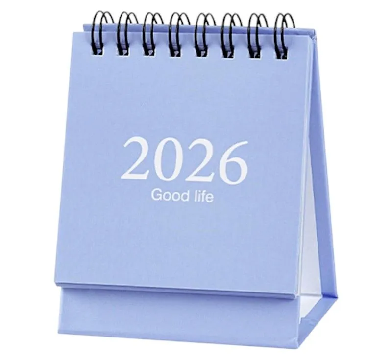 Mini Desktop Calendar Jan-2026 July 2027 - Blue, White