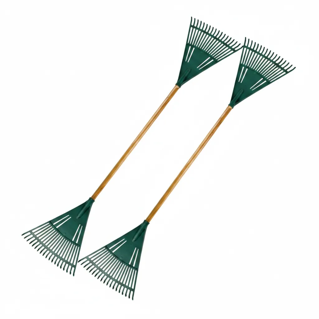Lightweight Plastic Garden Rake with Sturdy Handle - 2 Pack